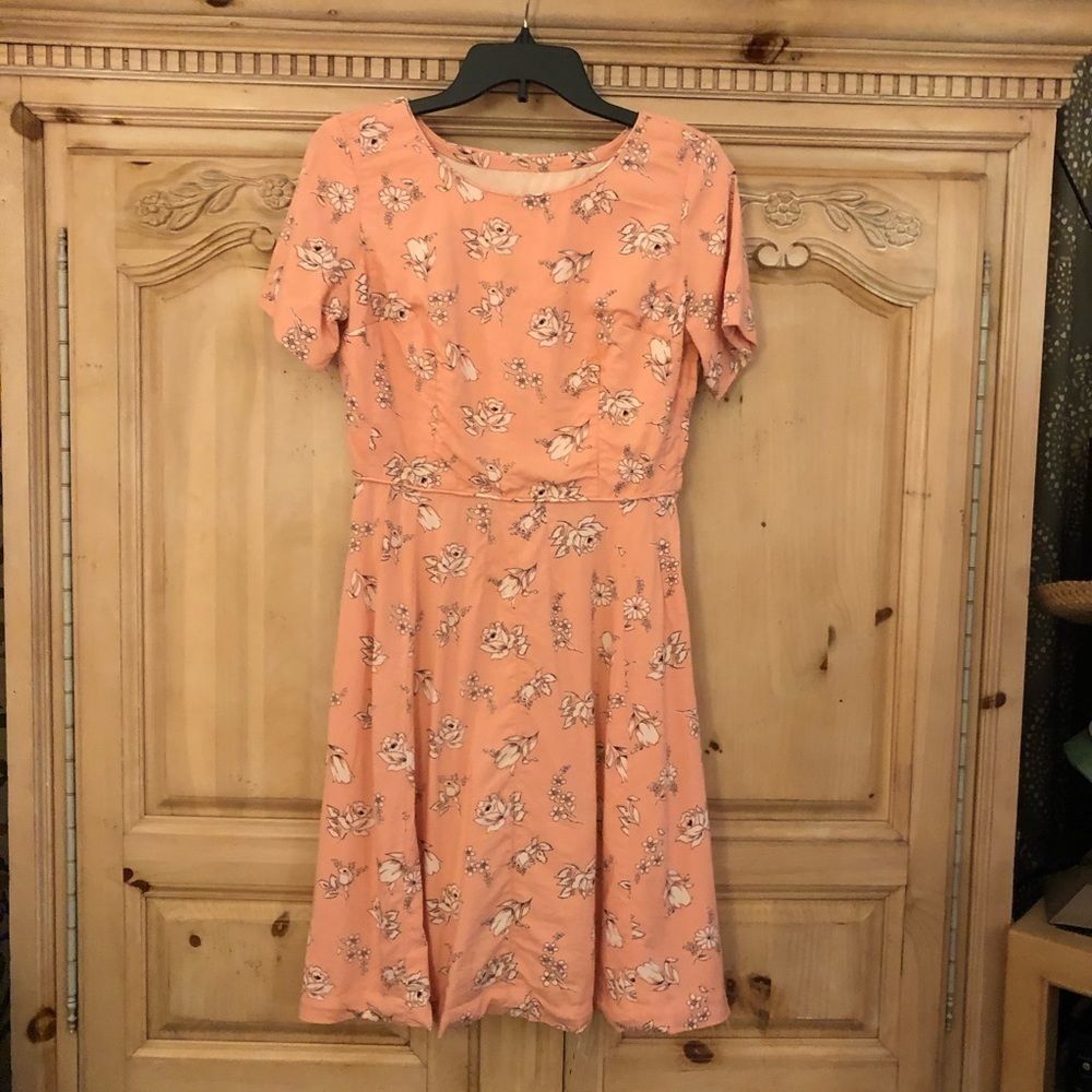 VTG Peachy Pink Knee Length Dress Medium